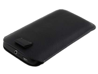 Synthetic Leather Slide-in Case with Pull-out Strap for Motorola ATRIX 2 MB865 - Classic Black