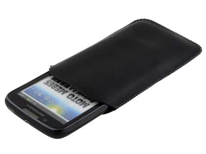 Synthetic Leather Slide-in Case with Pull-out Strap for Motorola ATRIX 2 MB865 - Classic Black