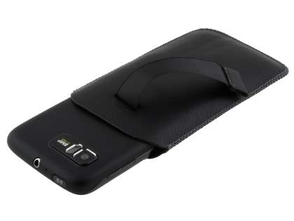 Synthetic Leather Slide-in Case with Pull-out Strap for Motorola ATRIX 2 MB865 - Classic Black