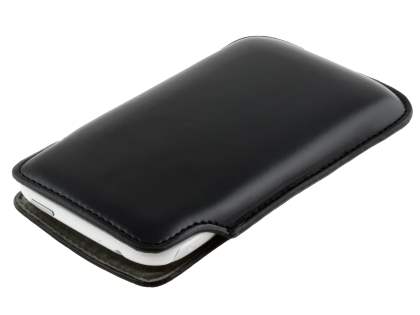 Genuine Leather Slide-in Case for HTC Sensation XL - Classic Black