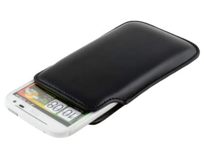 Genuine Leather Slide-in Case for HTC Sensation XL - Classic Black