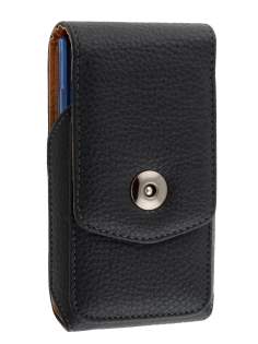 Textured Synthetic Leather Vertical Belt Pouch with Buckle (Bumper Case Compatible) - Belt Pouch