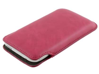 Genuine Leather Slide-in Case for HTC Sensation XL - Hot Pink