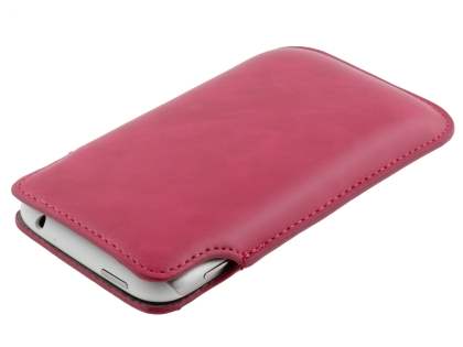 Genuine Leather Slide-in Case for HTC Sensation XL - Hot Pink
