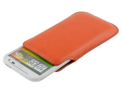 Genuine Leather Slide-in Case for HTC Sensation XL - Orange