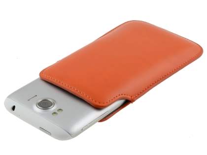 Genuine Leather Slide-in Case for HTC Sensation XL - Orange