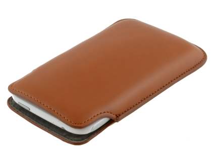 Genuine Leather Slide-in Case for HTC Sensation XL - Brown