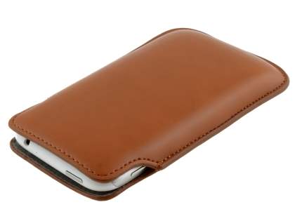 Genuine Leather Slide-in Case for HTC Sensation XL - Brown