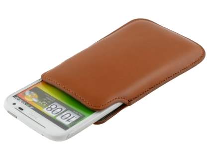 Genuine Leather Slide-in Case for HTC Sensation XL - Brown