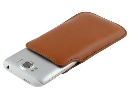 Genuine Leather Slide-in Case for HTC Sensation XL - Brown