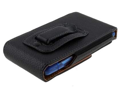Textured Synthetic Leather Vertical Belt Pouch with Buckle (Bumper Case Compatible)