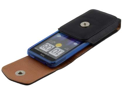 Textured Synthetic Leather Vertical Belt Pouch with Buckle (Bumper Case Compatible)