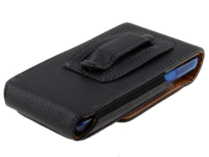 Textured Synthetic Leather Vertical Belt Pouch with Buckle (Bumper Case Compatible)