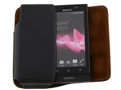 Extra-tough Genuine Leather ShineColours belt pouch for Sony Xperia Sola MT27i