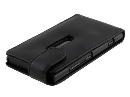 Genuine Leather Flip Case for Nokia Lumia 920 - Classic Black