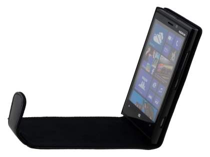 Genuine Leather Flip Case for Nokia Lumia 920 - Classic Black