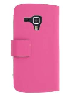 Slim Genuine Leather Portfolio Case for Samsung Galaxy Trend S7560/S Duos S7562 - Pink Leather Wallet Case