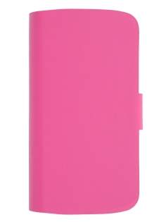 Slim Genuine Leather Portfolio Case for Samsung Galaxy Trend S7560/S Duos S7562 - Pink