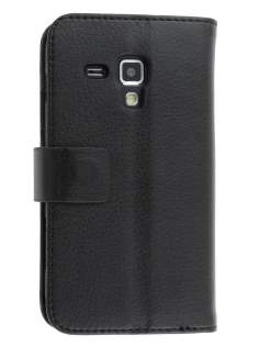 Synthetic Leather Wallet Case with Stand for Samsung Galaxy Trend S7560/S Duos S7562 - Classic Black Leather Wallet Case