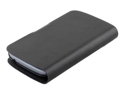 Slim Genuine Leather Portfolio Case for Samsung Galaxy Trend S7560/S Duos S7562 - Black