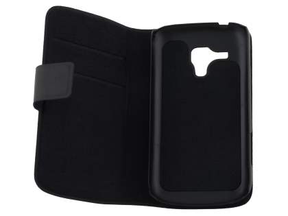 Slim Genuine Leather Portfolio Case for Samsung Galaxy Trend S7560/S Duos S7562 - Black