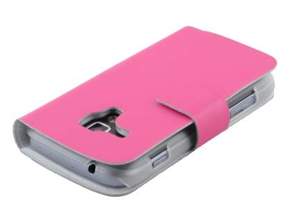 Slim Genuine Leather Portfolio Case for Samsung Galaxy Trend S7560/S Duos S7562 - Pink