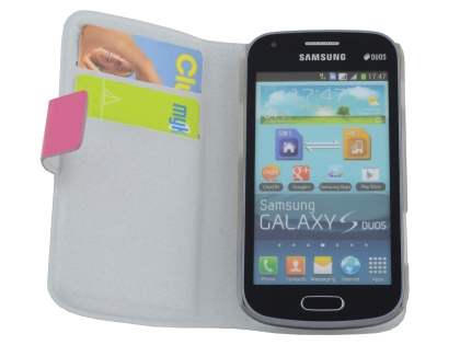 Slim Genuine Leather Portfolio Case for Samsung Galaxy Trend S7560/S Duos S7562 - Pink
