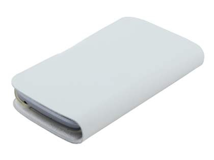 Slim Genuine Leather Portfolio Case for Samsung Galaxy Trend S7560/S Duos S7562 - Pearl White