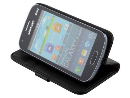 Synthetic Leather Wallet Case with Stand for Samsung Galaxy Trend S7560/S Duos S7562 - Classic Black