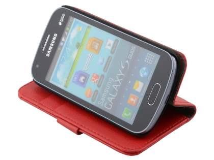 Synthetic Leather Wallet Case with Stand for Samsung Galaxy Trend S7560/S Duos S7562 - Red
