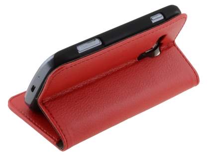 Synthetic Leather Wallet Case with Stand for Samsung Galaxy Trend S7560/S Duos S7562 - Red