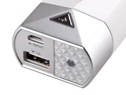 Momax iPower S2 1A USB-A External Battery Recharger with LED Flashlight - Pearl White