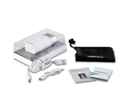 Momax iPower S2 1A USB-A External Battery Recharger with LED Flashlight - Pearl White