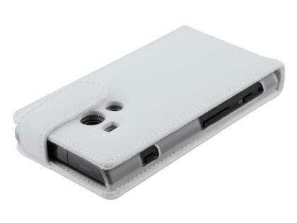 Genuine Leather Flip Case for Sony Xperia acro S LT26w - Pearl White
