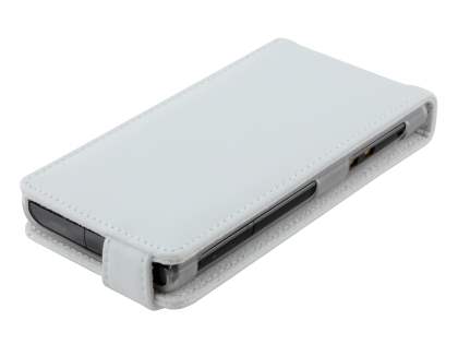 Genuine Leather Flip Case for Sony Xperia acro S LT26w - Pearl White