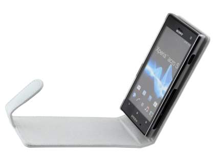 Genuine Leather Flip Case for Sony Xperia acro S LT26w - Pearl White