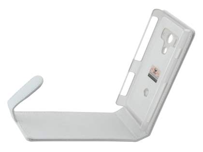 Genuine Leather Flip Case for Sony Xperia acro S LT26w - Pearl White