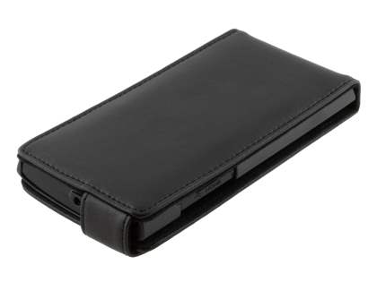 Genuine Leather Flip Case for Sony Xperia ion LTE lt28i - Black