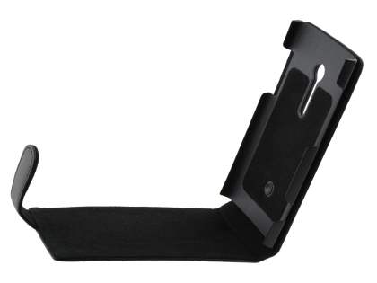 Genuine Leather Flip Case for Sony Xperia ion LTE lt28i - Black