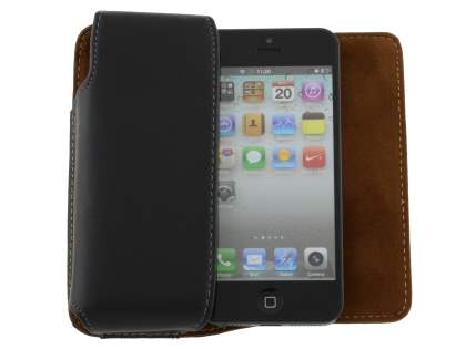 Extra-tough Genuine Leather ShineColours belt pouch for Apple iPhone SE/5s/5c/5 - Classic Black
