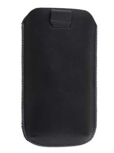 Synthetic Leather Slide-in Case with Pull-out Strap for Sony Xperia acro S LT26w - Classic Black