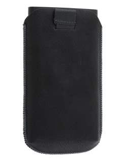 Synthetic Leather Slide-in Case with Pull-out Strap for Nokia Lumia 920 - Classic Black