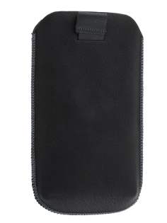 Synthetic Leather Slide-in Case with Pull-out Strap for Sony Xperia TX LT29i - Classic Black