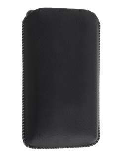 Synthetic Leather Slide-in Case with Pull-out Strap for Nokia Lumia 820 - Classic Black Leather Slide-in Case