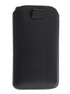 Synthetic Leather Slide-in Case with Pull-out Strap for Nokia Lumia 820 - Classic Black