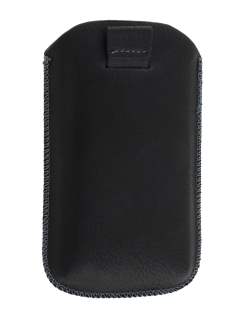 Synthetic Leather Slide-in Case with Pull-out Strap for Sony Xperia go ST27i - Classic Black