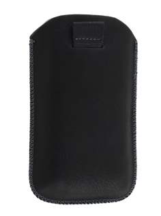 Synthetic Leather Slide-in Case with Pull-out Strap for Nokia Lumia 610 - Classic Black