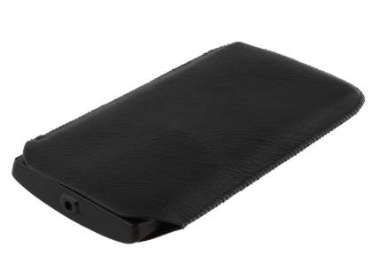 Synthetic Leather Slide-in Case with Pull-out Strap for Sony Xperia ion LTE lt28i - Classic Black