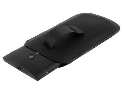 Synthetic Leather Slide-in Case with Pull-out Strap for Sony Xperia ion LTE lt28i - Classic Black