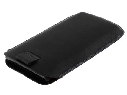 Synthetic Leather Slide-in Case with Pull-out Strap for Sony Xperia acro S LT26w - Classic Black